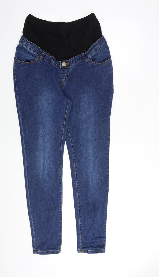 Boohoo Womens Blue Cotton Skinny Jeans Size 12 L29 in Regular Button