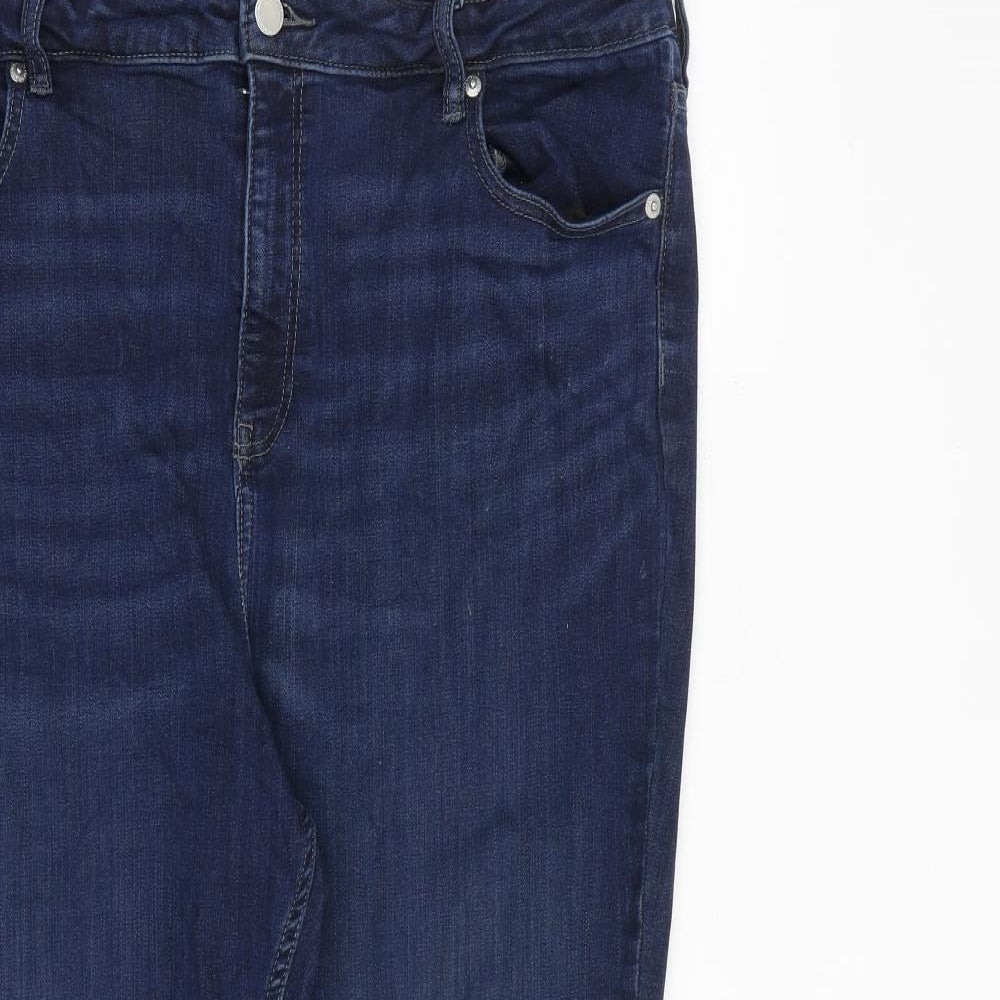 F&F Womens Blue Cotton Skinny Jeans Size 20 L26 in Regular Zip