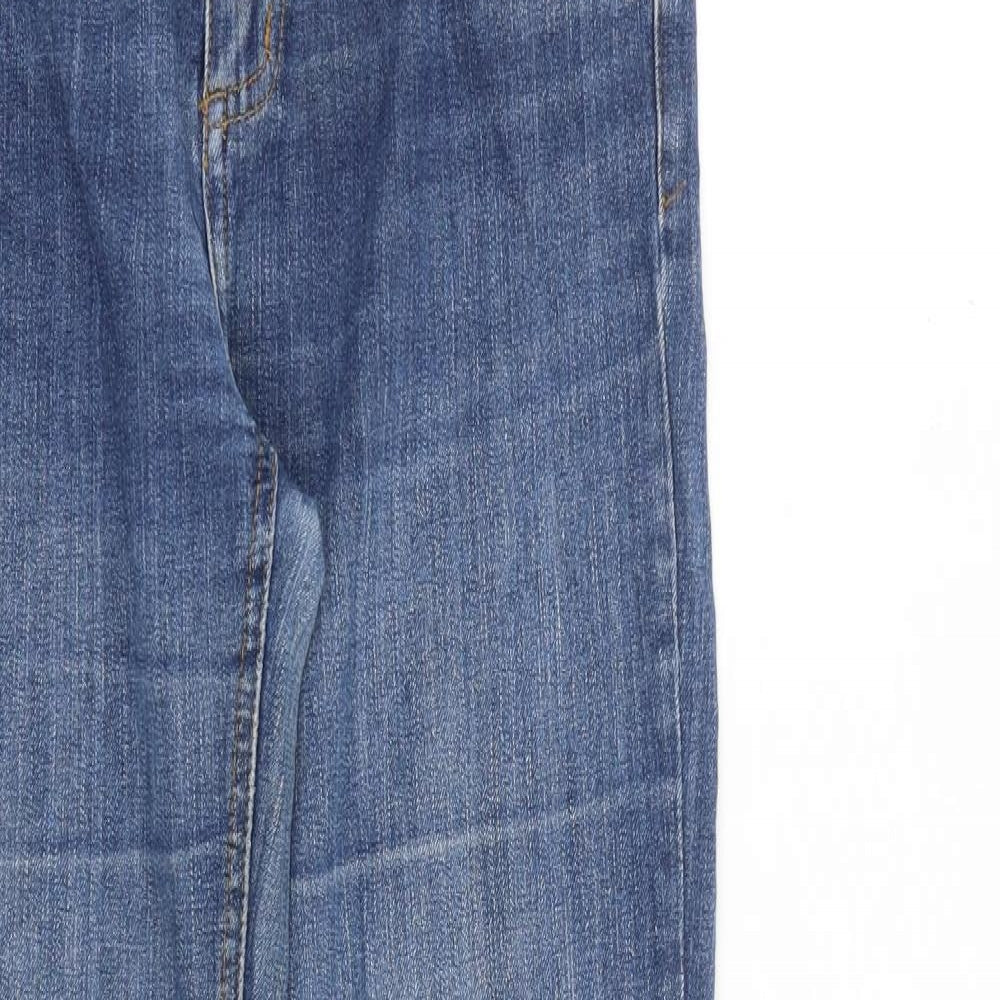 Denim & Co. Womens Blue Cotton Straight Jeans Size 10 L31 in Regular Zip