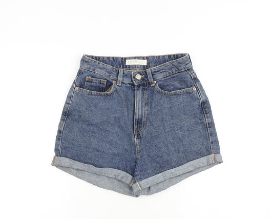 Denim & Co. Womens Blue Cotton Mom Shorts Size 8 L4 in Regular Zip