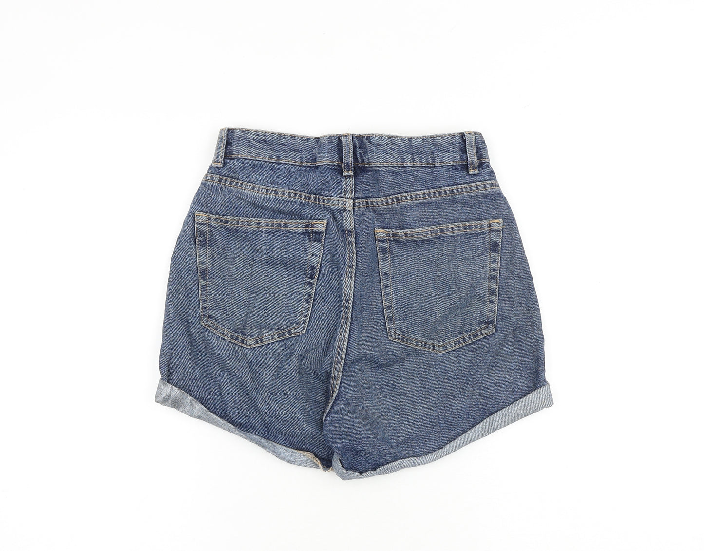 Denim & Co. Womens Blue Cotton Mom Shorts Size 8 L4 in Regular Zip