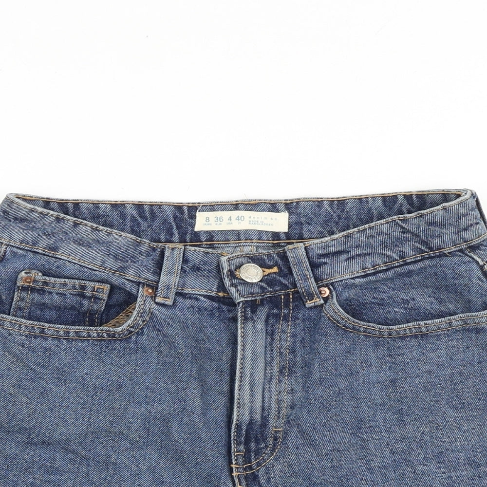 Denim & Co. Womens Blue Cotton Mom Shorts Size 8 L4 in Regular Zip