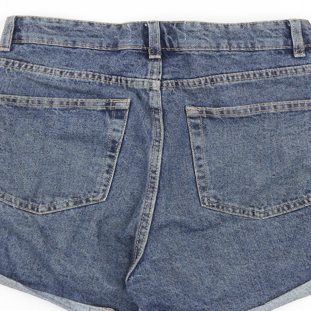 Denim & Co. Womens Blue Cotton Mom Shorts Size 8 L4 in Regular Zip