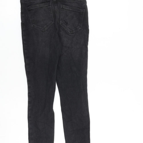 New Look Girls Black Cotton Skinny Jeans Size 10 Years L23 in Slim Zip - Distressed