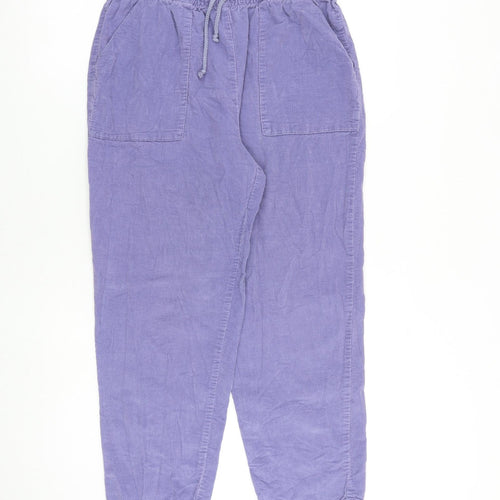 Damart Womens Purple Cotton Trousers Size 14 L26 in Regular Tie