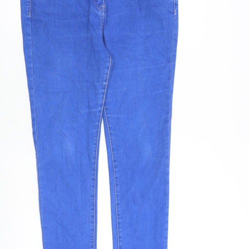 M&Co Womens Blue Cotton Skinny Jeans Size 16 L31 in Regular Zip