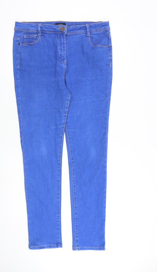 M&Co Womens Blue Cotton Skinny Jeans Size 16 L31 in Regular Zip