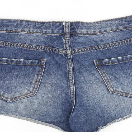 New Look Womens Blue 100% Cotton Cut-Off Shorts Size 8 L3 in Regular Zip - Distressed
