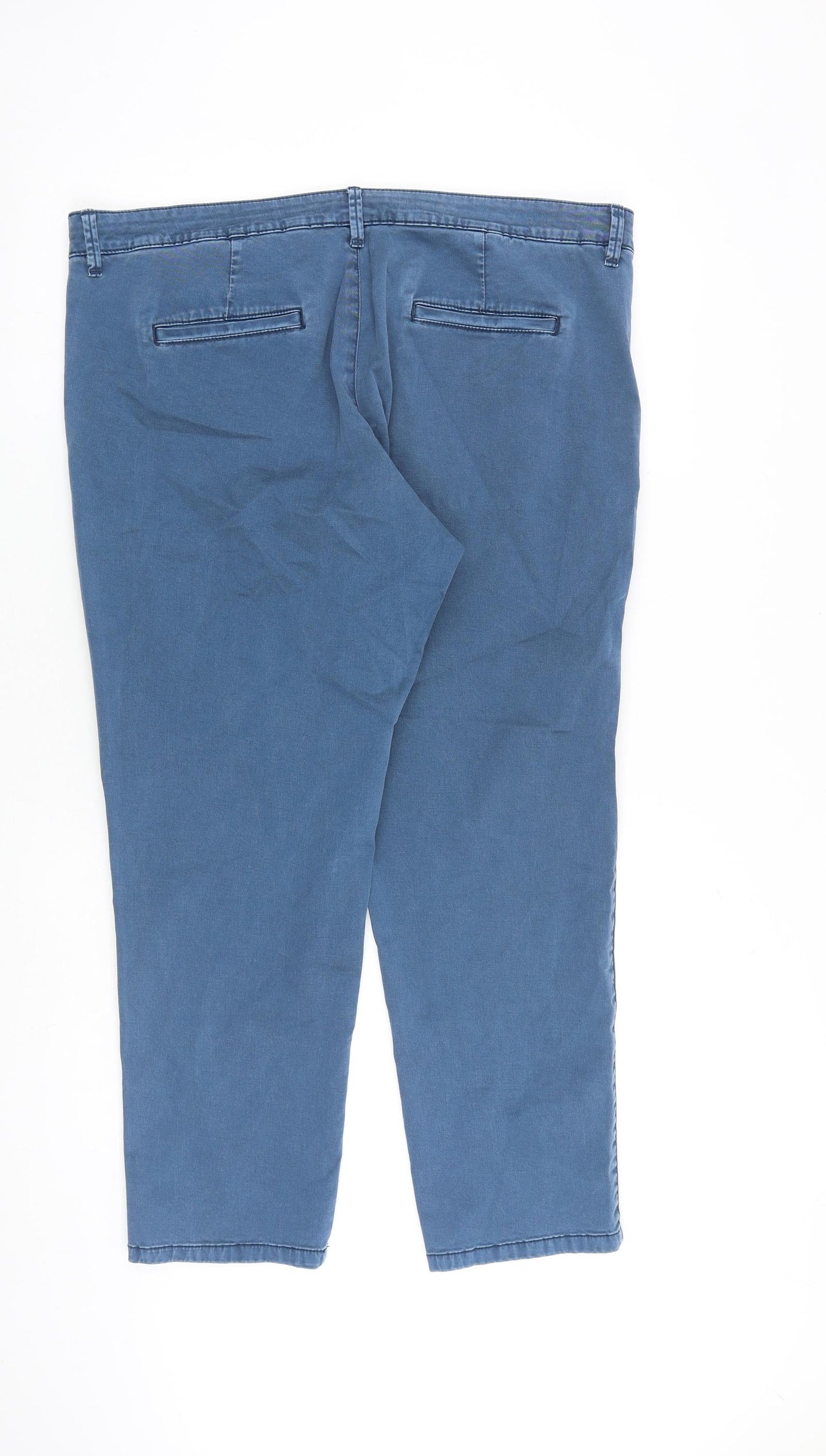 MANTARAY PRODUCTS Womens Blue Cotton Trousers Size 16 L28 in Regular Zip