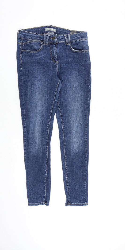 Marks and Spencer Womens Blue Cotton Skinny Jeans Size 12 L27 in Slim Zip