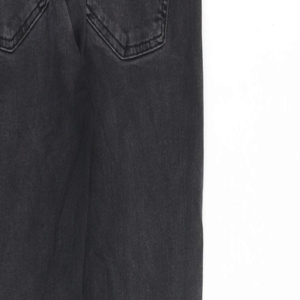 Uniqlo Womens Grey Cotton Skinny Jeans Size 25 in L28 in Slim Zip - Raw Hem