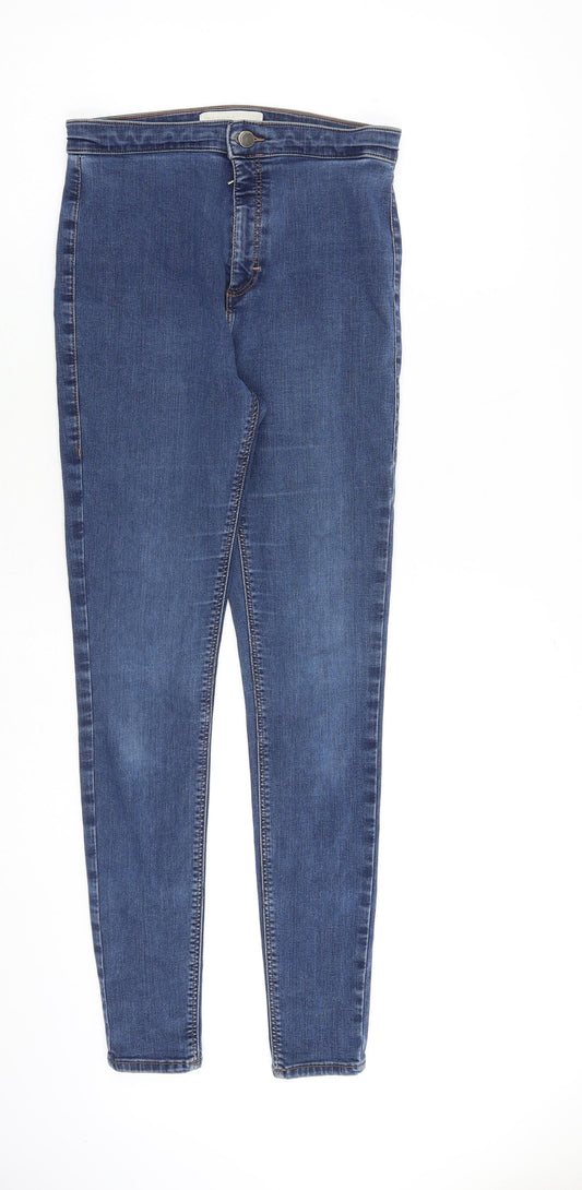 Topshop Womens Blue Cotton Skinny Jeans Size 32 in L34 in Regular Zip