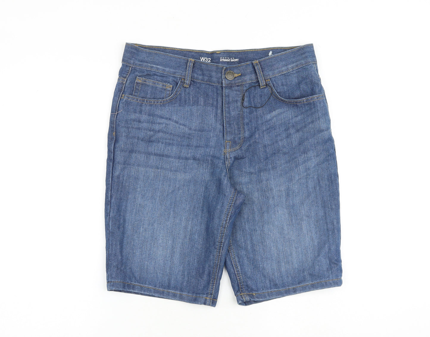 Denim & Co. Mens Blue Herringbone Cotton Chino Shorts Size 32 in L10 in Regular Zip