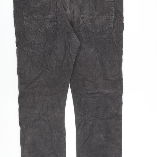 Denim & Co. Mens Grey Cotton Trousers Size 36 in L32 in Regular Zip