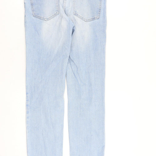 NEXT Womens Blue Cotton Straight Jeans Size 8 L30 in Slim Zip