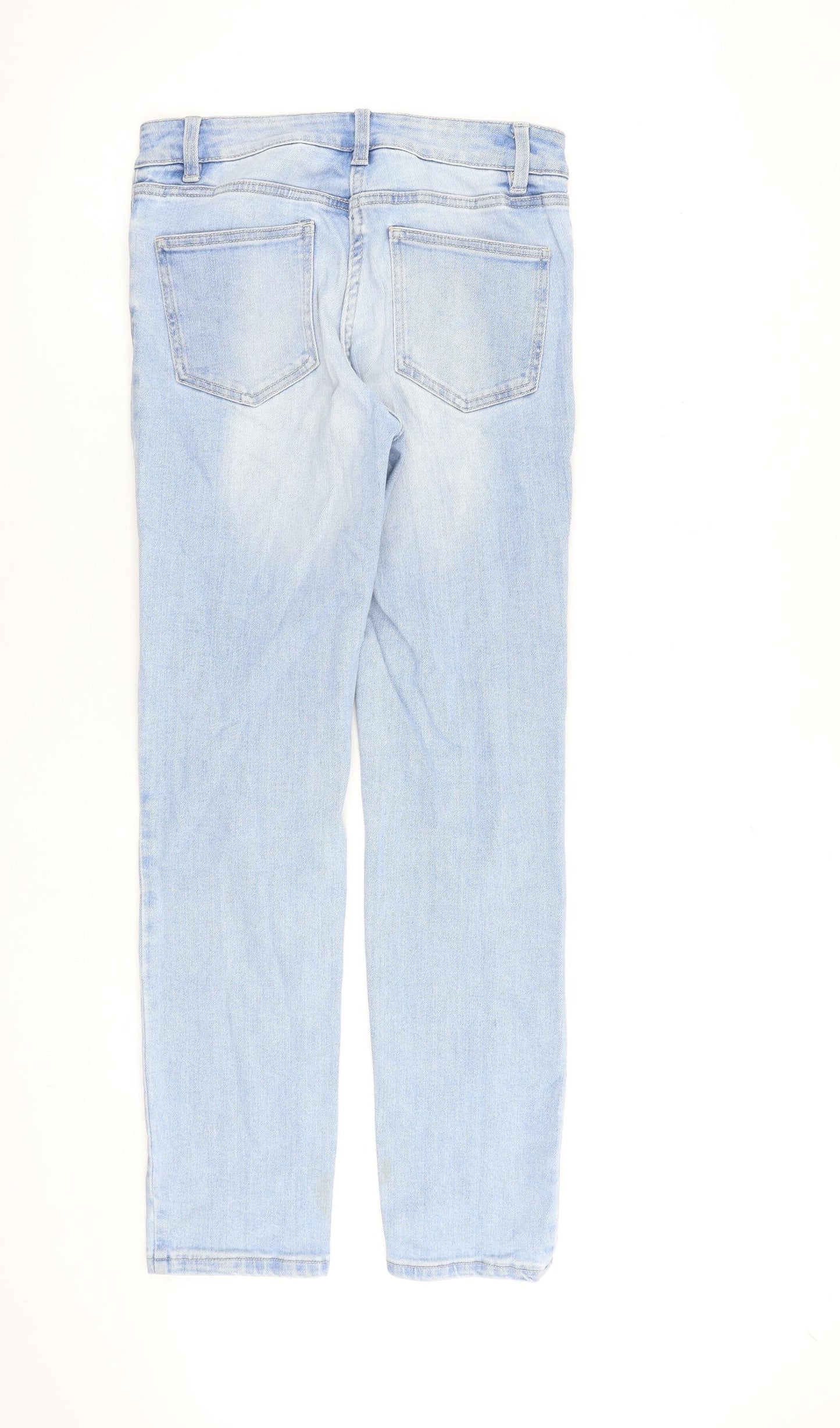 NEXT Womens Blue Cotton Straight Jeans Size 8 L30 in Slim Zip