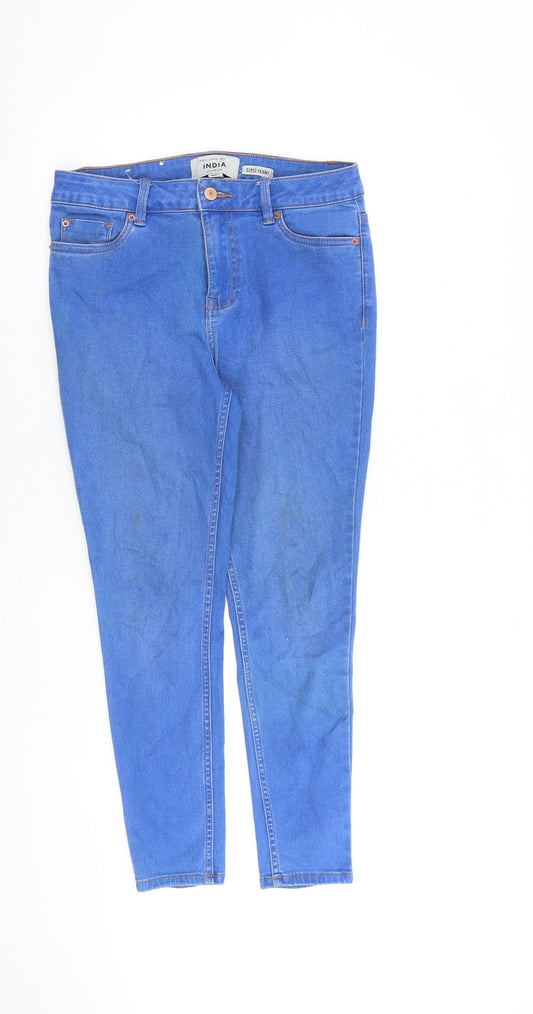 New Look Womens Blue Cotton Skinny Jeans Size 12 L26 in Slim Zip