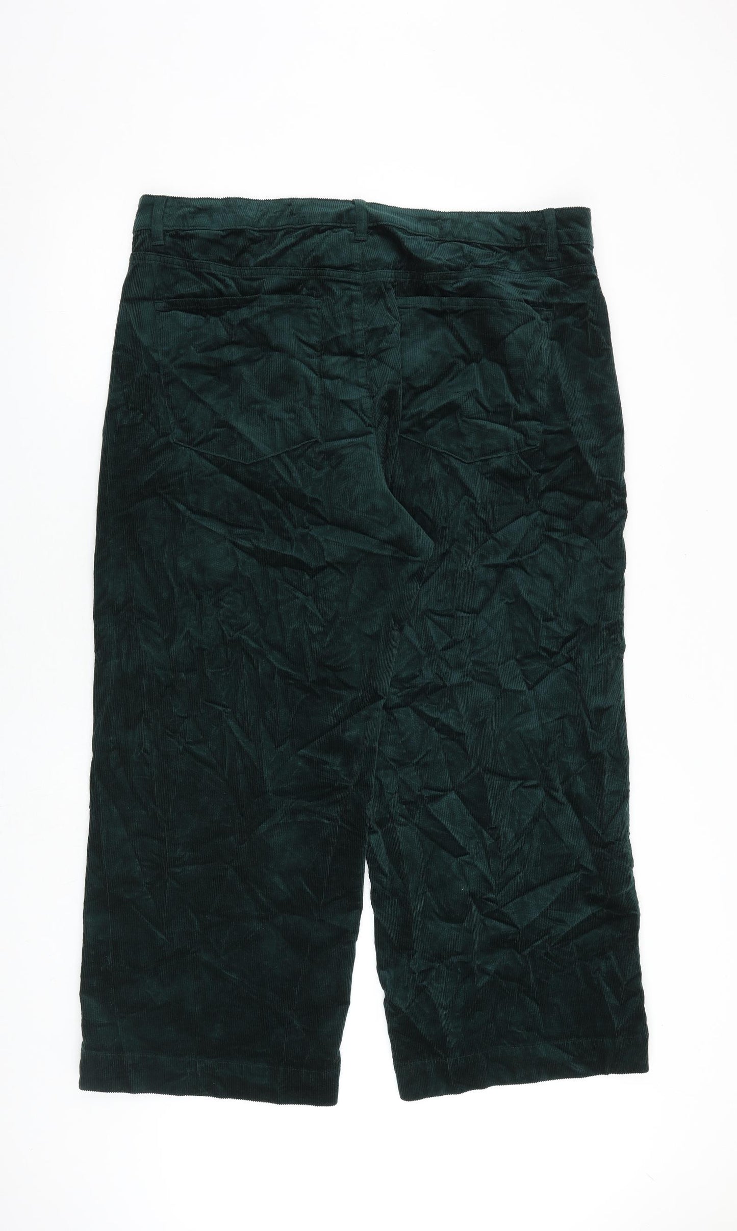 Marks and Spencer Womens Green Cotton Trousers Size 20 L27 in Regular Zip