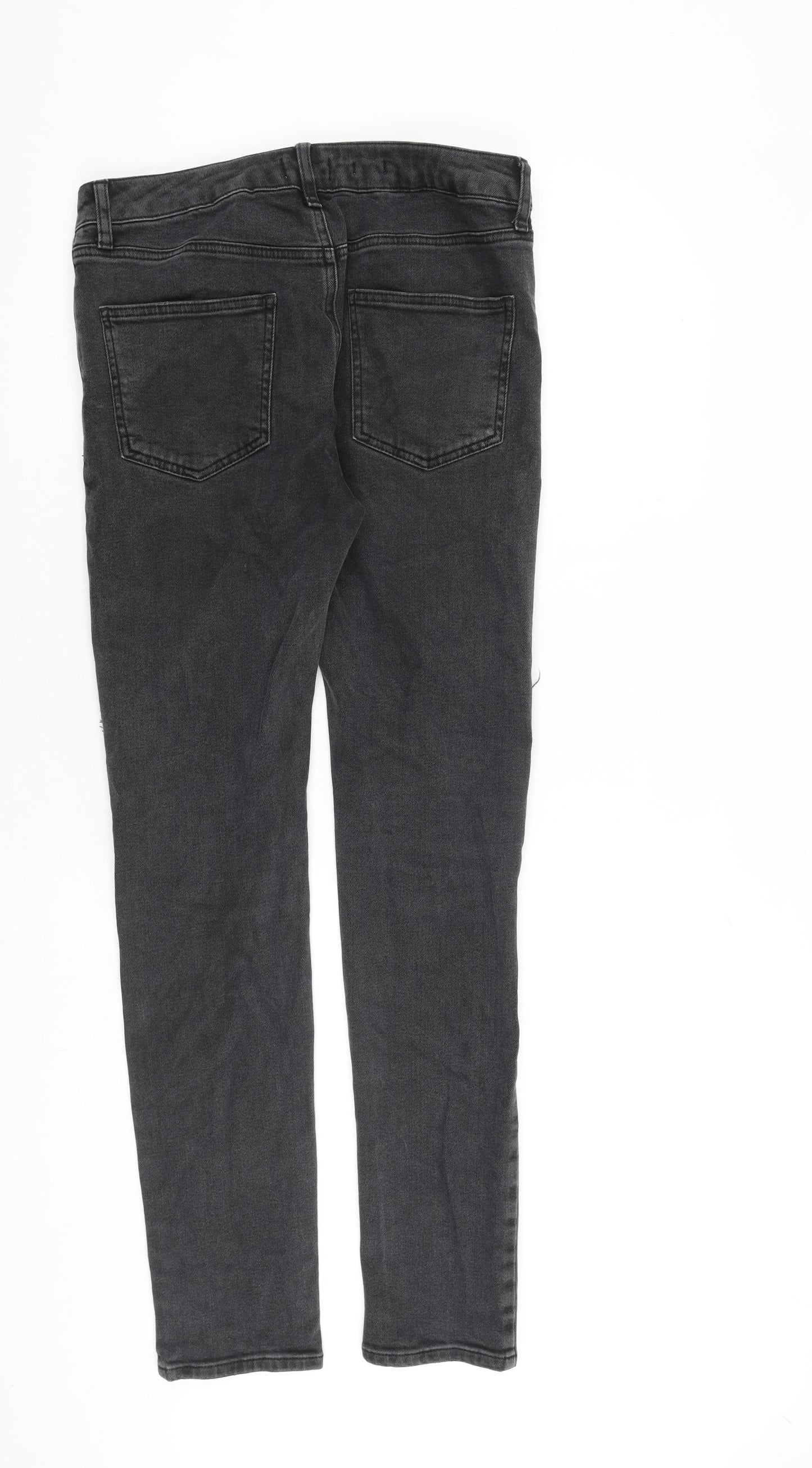 Topman Mens Grey Cotton Skinny Jeans Size 30 in L30 in Slim Button