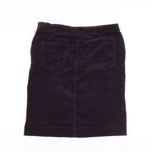 Marks and Spencer Womens Purple Cotton A-Line Skirt Size 12 Zip