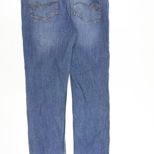 Marks and Spencer Womens Blue Cotton Straight Jeans Size 10 L30 in Slim Zip