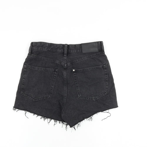 H&M Womens Black 100% Cotton Cut-Off Shorts Size 8 L3 in Regular Button