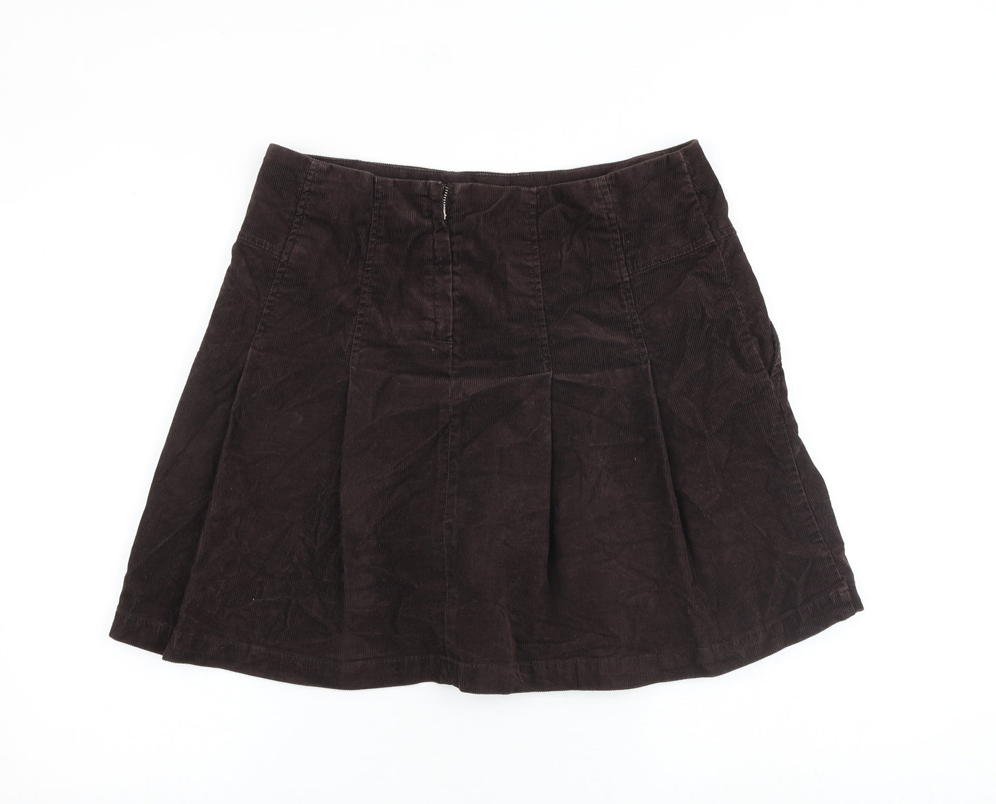 Hobbs Womens Brown Cotton Pleated Skirt Size 12 Zip