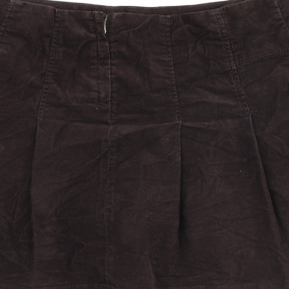 Hobbs Womens Brown Cotton Pleated Skirt Size 12 Zip