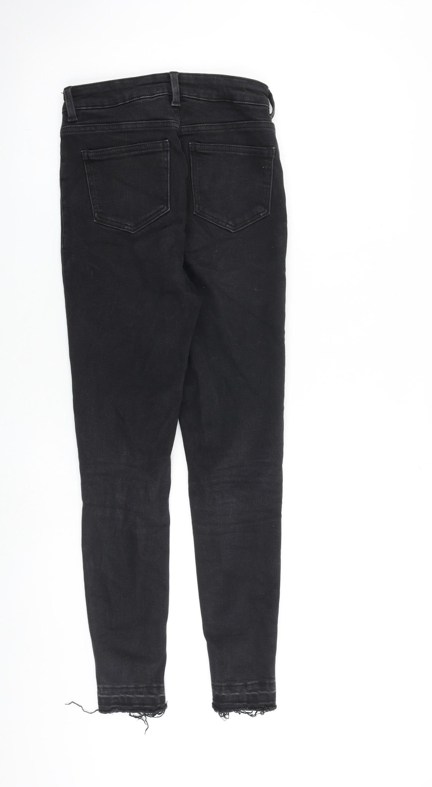 New Look Womens Black Cotton Skinny Jeans Size 8 L27 in Slim Zip - Raw Hem