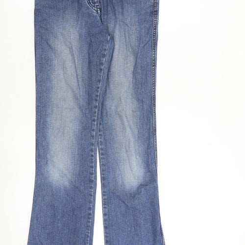 Jaeger Womens Blue Cotton Bootcut Jeans Size 8 L32 in Regular Zip