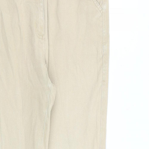 Cotton Traders Womens Beige Cotton Bootcut Jeans Size 12 L31 in Regular Zip