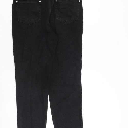 Miss Selfridge Womens Black Cotton Tapered Jeans Size 8 L29 in Regular Zip
