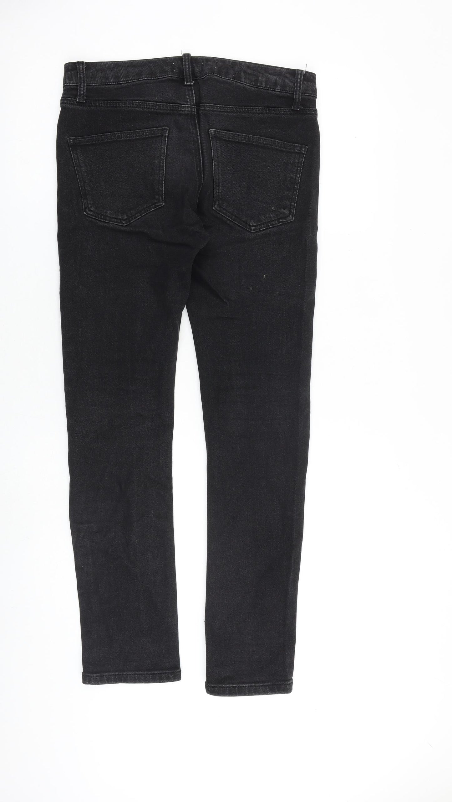 Topman Mens Grey Cotton Skinny Jeans Size 28 in L28 in Slim Zip