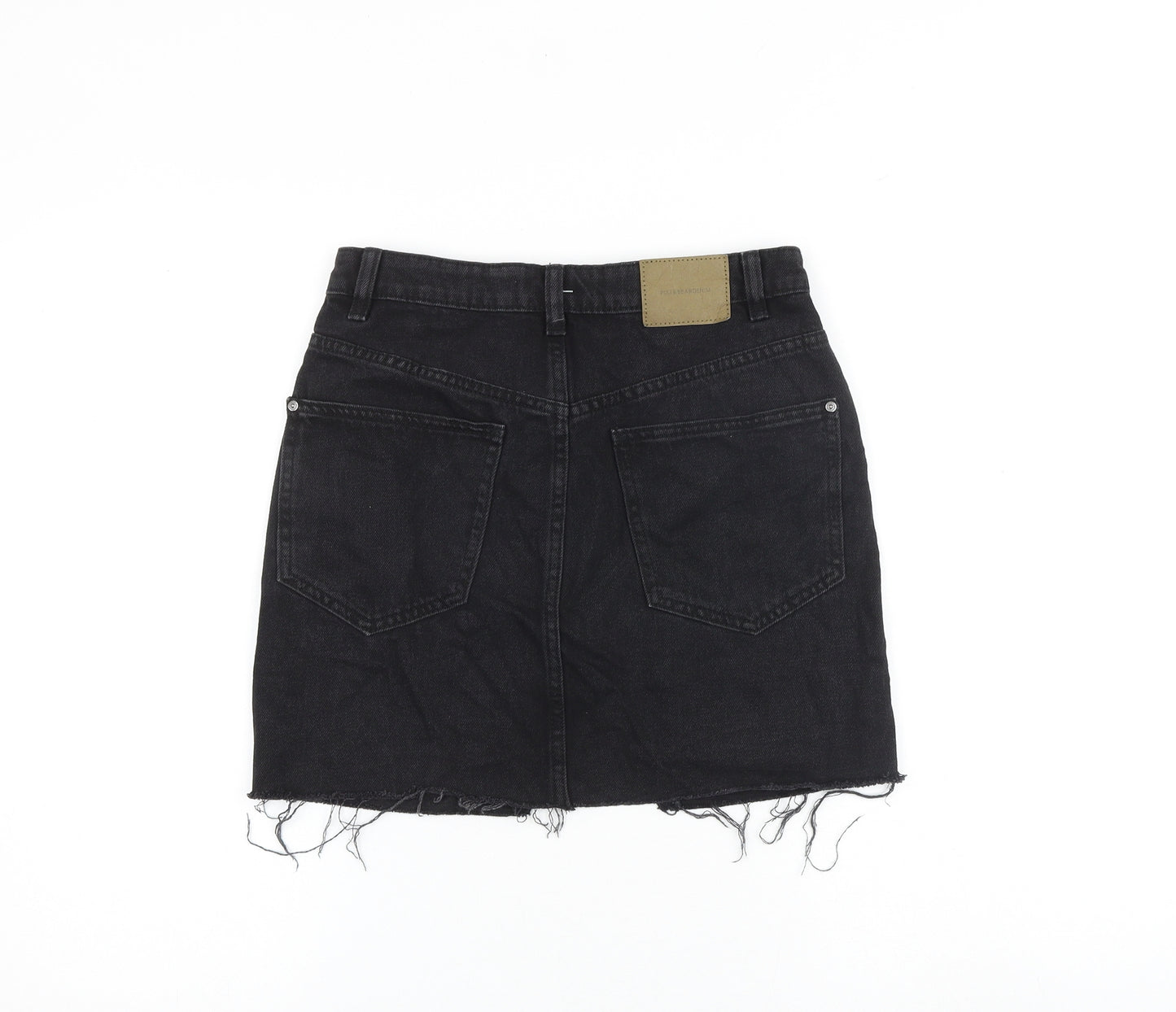 Pull&Bear Womens Black Cotton Mini Skirt Size S Zip