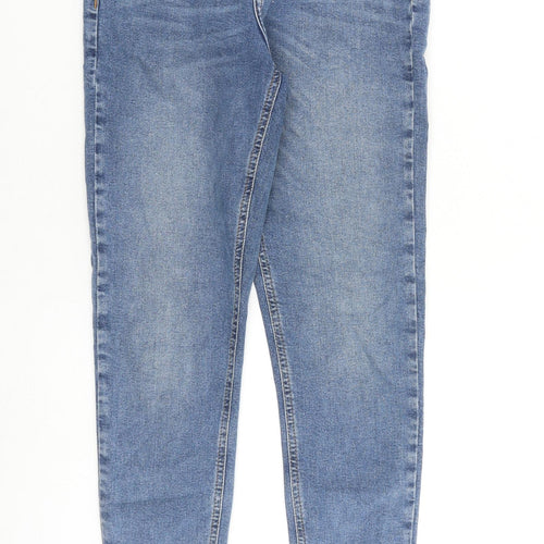 Topshop Womens Blue Cotton Skinny Jeans Size 28 in L32 in Regular Zip - Distressed Hems