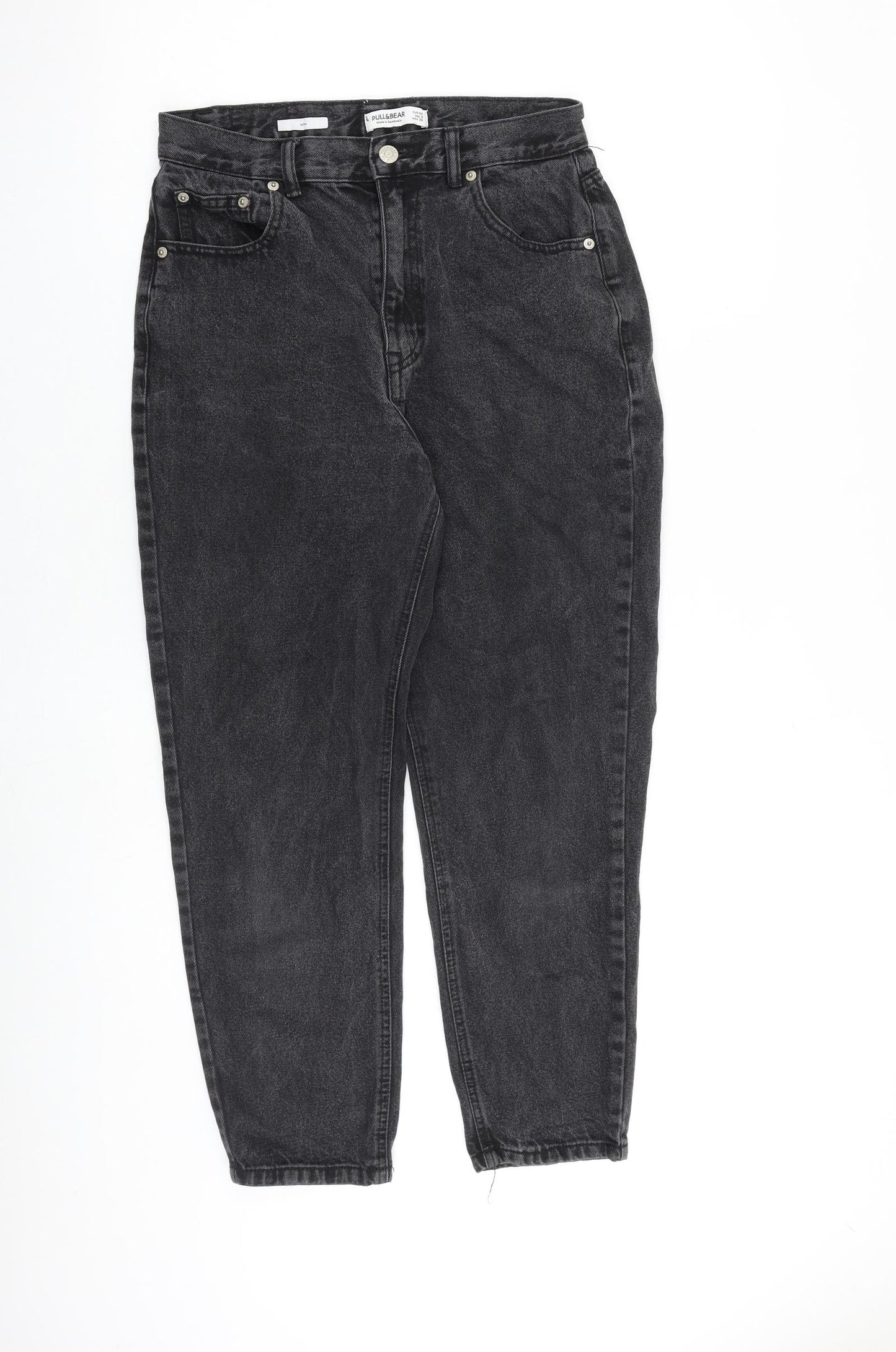 Pull&Bear Womens Black Cotton Tapered Jeans Size 12 L25 in Regular Zip