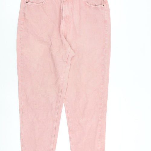 Zara Womens Pink Cotton Tapered Jeans Size 12 L27 in Regular Zip
