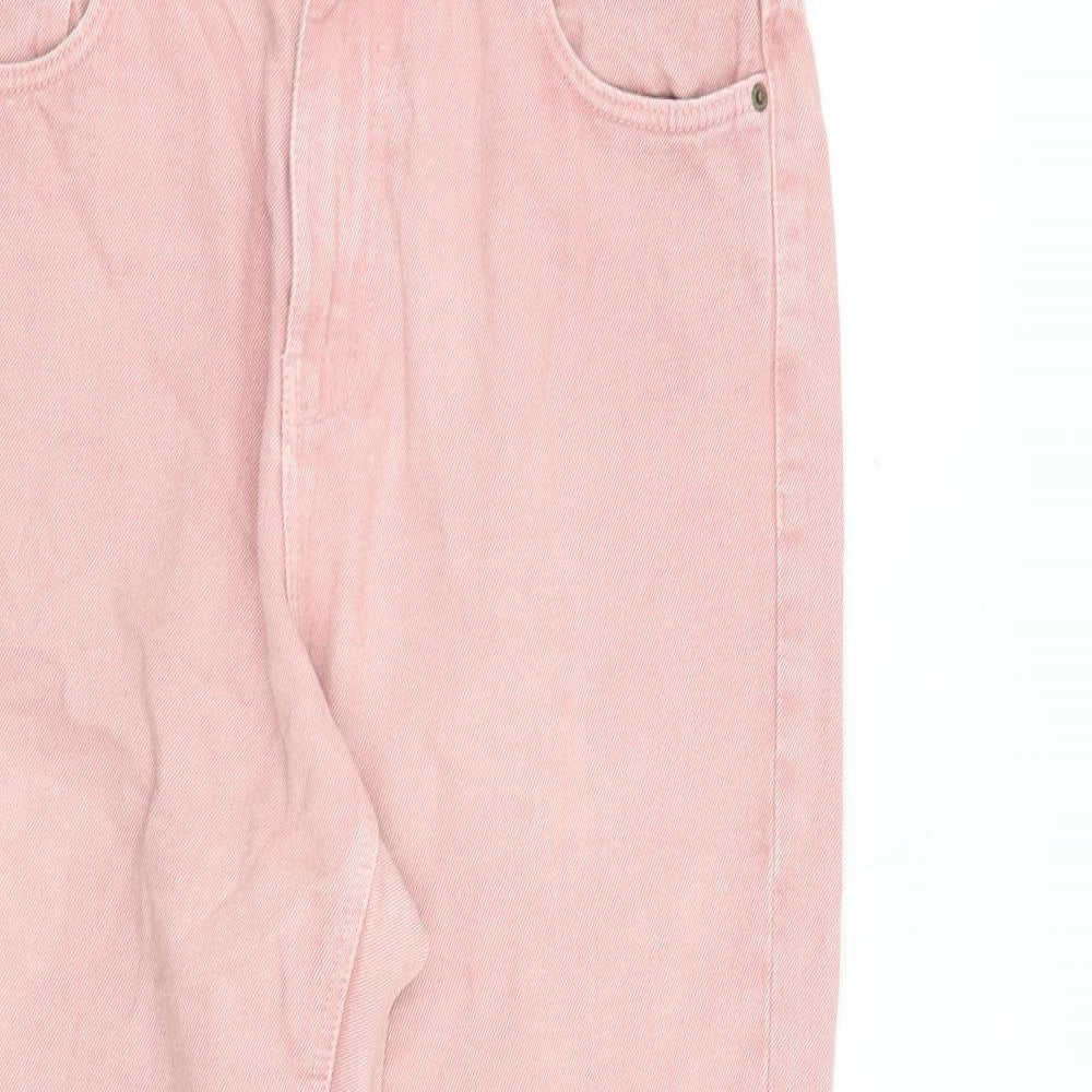 Zara Womens Pink Cotton Tapered Jeans Size 12 L27 in Regular Zip