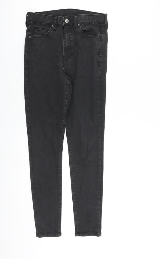 Topshop Womens Black Cotton Skinny Jeans Size 28 in L32 in Regular Zip