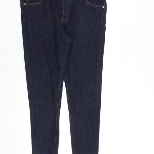 Zara Womens Blue Cotton Skinny Jeans Size 14 L27 in Regular Zip