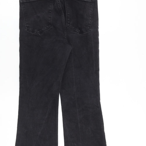 Mango Womens Black Cotton Bootcut Jeans Size 12 L23 in Regular Zip - Raw Hem