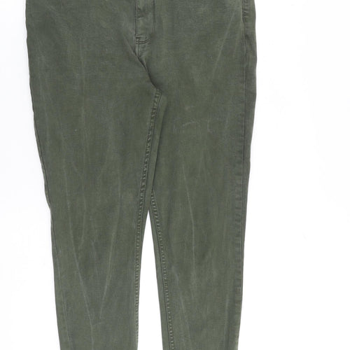 Fat Face Womens Green Cotton Skinny Jeans Size 12 L28 in Regular Zip