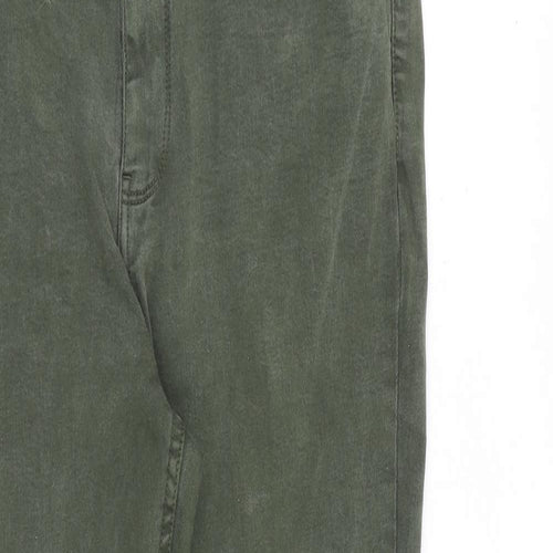 Fat Face Womens Green Cotton Skinny Jeans Size 12 L28 in Regular Zip