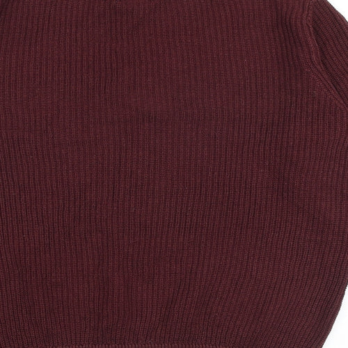 JACK & JONES Mens Red Round Neck Acrylic Pullover Jumper Size L Long Sleeve