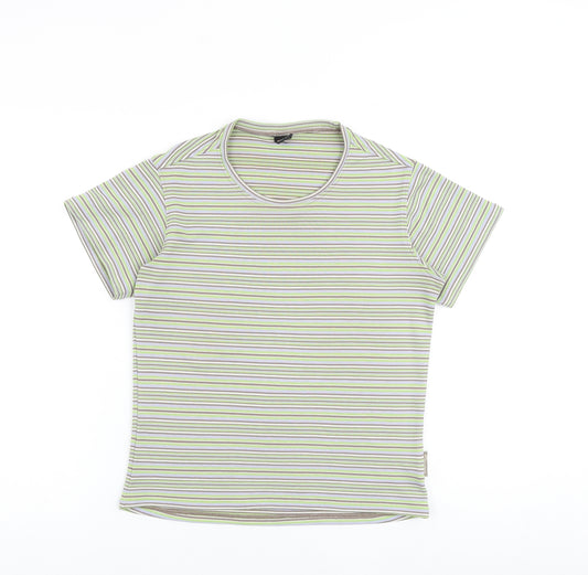Lowe Alpine Womens Multicoloured Striped Polyester Basic T-Shirt Size S Crew Neck