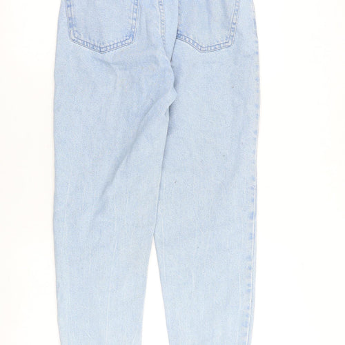 Bershka Womens Blue Cotton Mom Jeans Size 6 L27 in Regular Zip