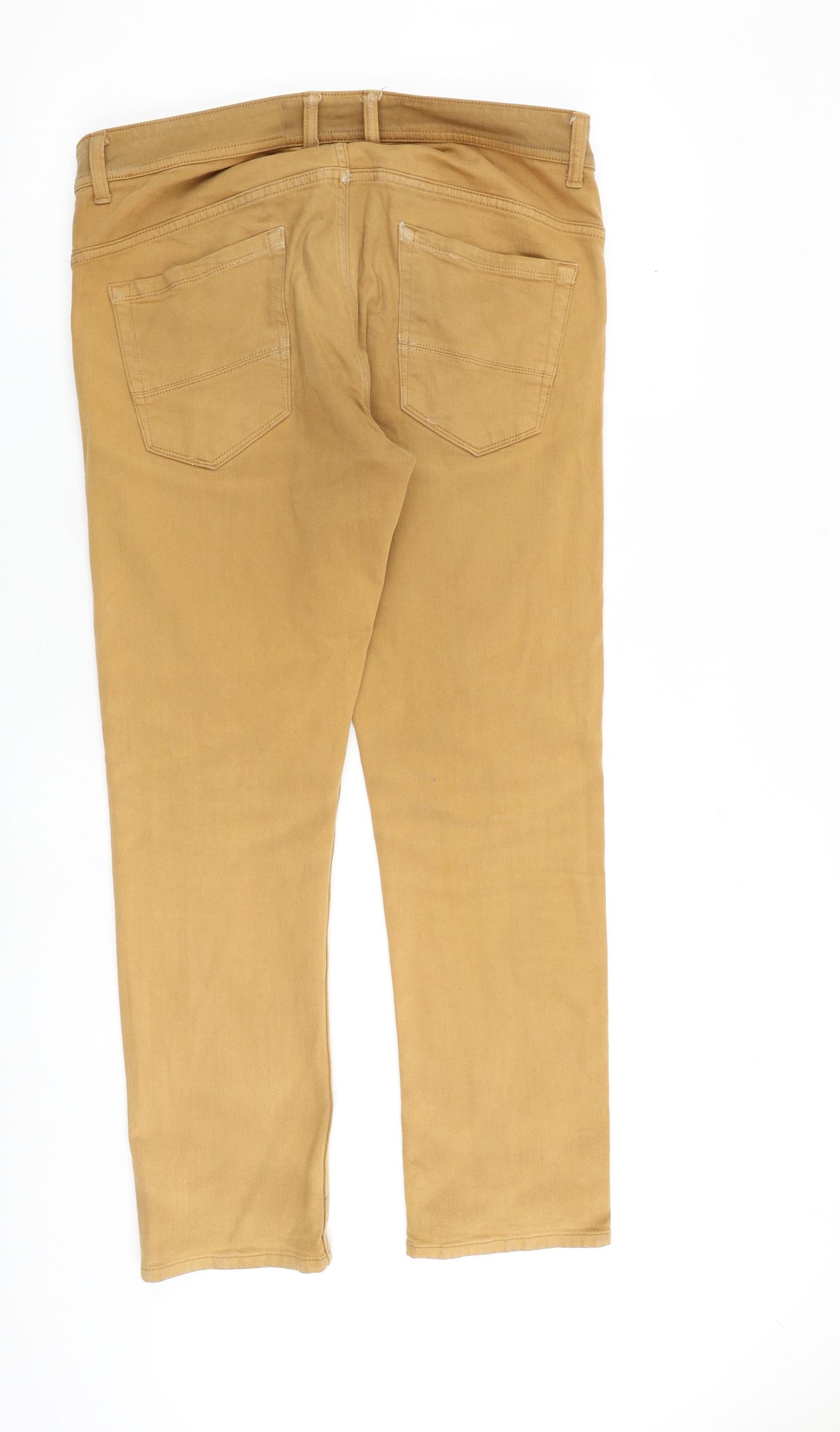 Burton Mens Brown Cotton Straight Jeans Size 34 in L30 in Slim Zip