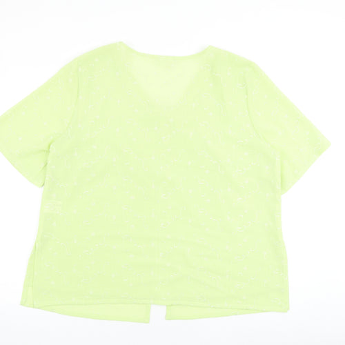 Roman Originals Womens Green Polyester Basic Blouse Size 22 V-Neck