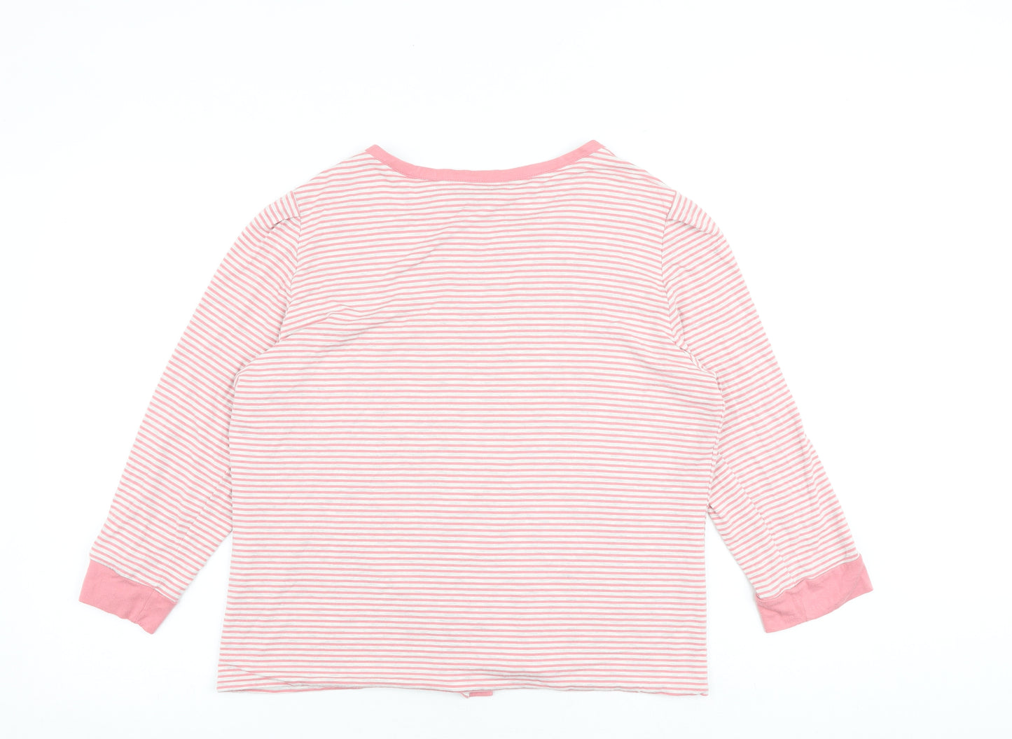 baujken Womens Pink Round Neck Striped Polyester Cardigan Jumper Size 16