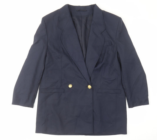 Miss Smith Womens Blue Jacket Blazer Size 14 Button